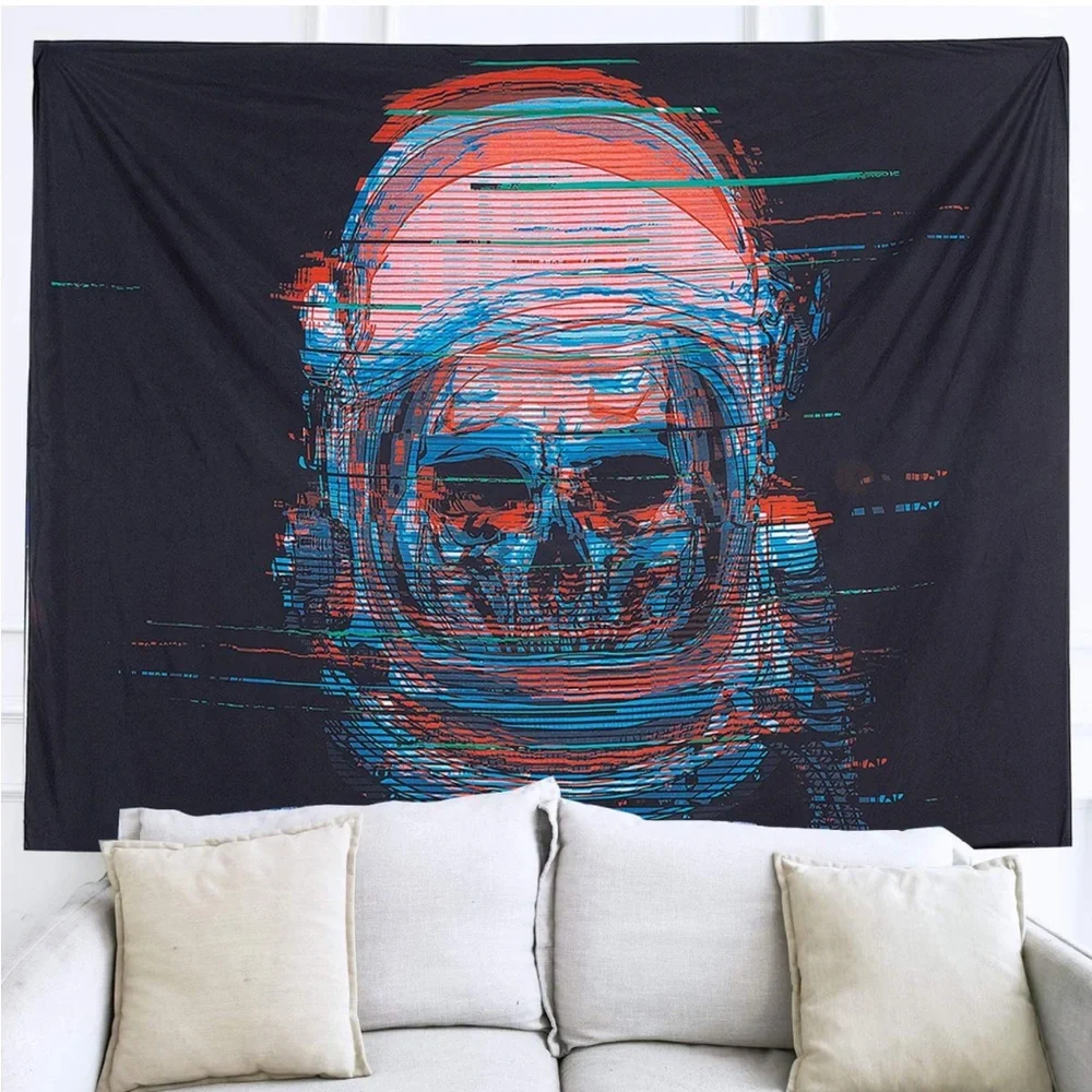 Skull Tapestry Wall Hanging, Skull Psychedelic Trippy Tapestry for Wall Sz L